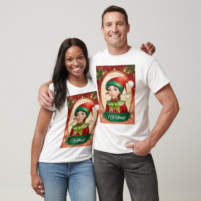 Juldesign med Elf & Jultomten T Shirt (Unisex)