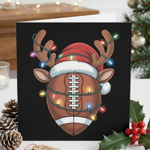 Juldesign med fotbollsren och Santa-hatt Julkort
