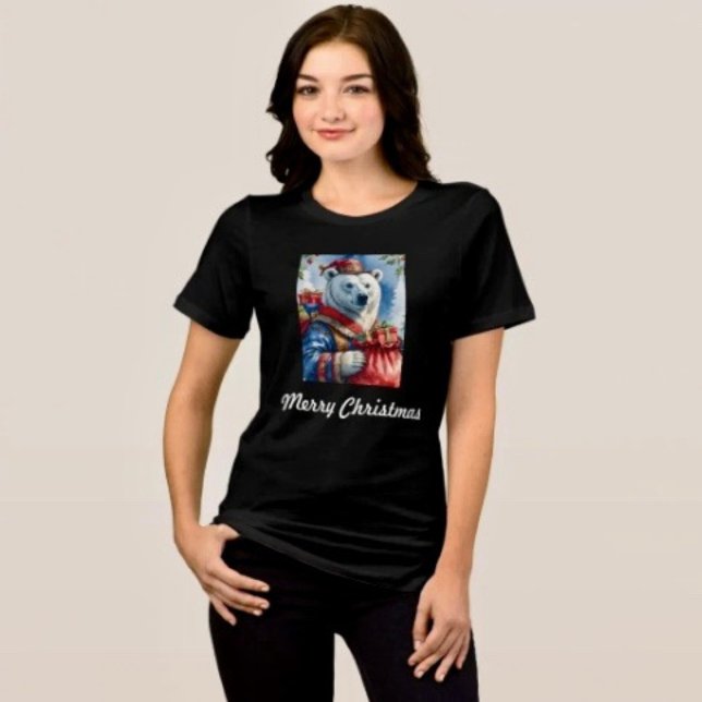 Juldesign med isbjörn och tomte t shirt (Comfy tri-blend women’s tee feminine fit, scoop neck, short sleeves, relaxed fit.  
)