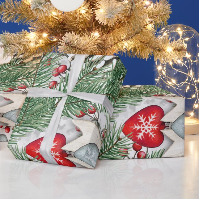 Juldesign med kottar och järnekbär presentpapper (Helgdagar)