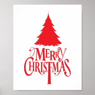 Juldesign med rött träd poster