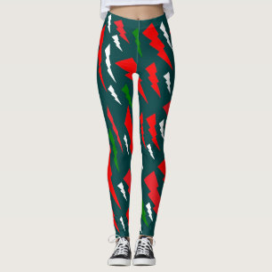 Juldesignen röd vit grönt roligt leggings