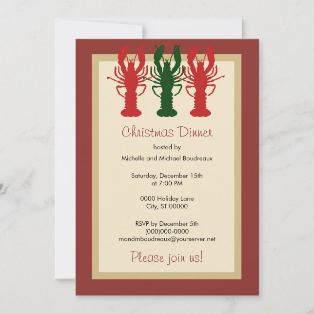 Juldinisdagen i Lobster Inbjudningar (Framsida)