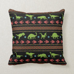 Juldinosaurier Sticka broderade Fair Isle Kudde