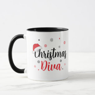 Juldiva Santa Hatt Modern Skrift Mugg
