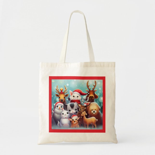 Juldjur 2 Tote Bag Tygkasse (Framsidan)