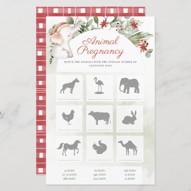 Juldjur Gravid Boy Baby Shower Game (Fram/baksida)