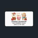 Juldjur i slutprodukter adressetikett<br><div class="desc">Adressetiketter med en söt illustration med en kniv,  en björn och en hjort som är klädd i festliga redskap. Vämjeligt och vismiskt.</div>
