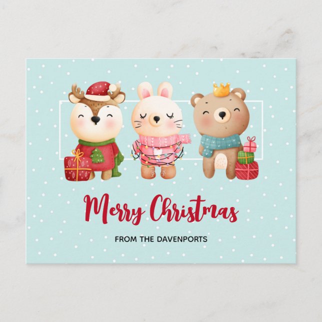 Juldjur i vykort för främre Helgdag (Framsida)