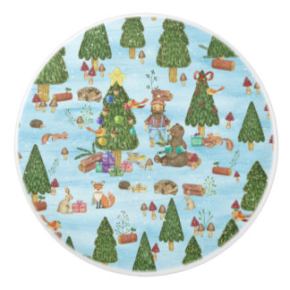 Juldjur och lumberjack i Winter Forest Knopp