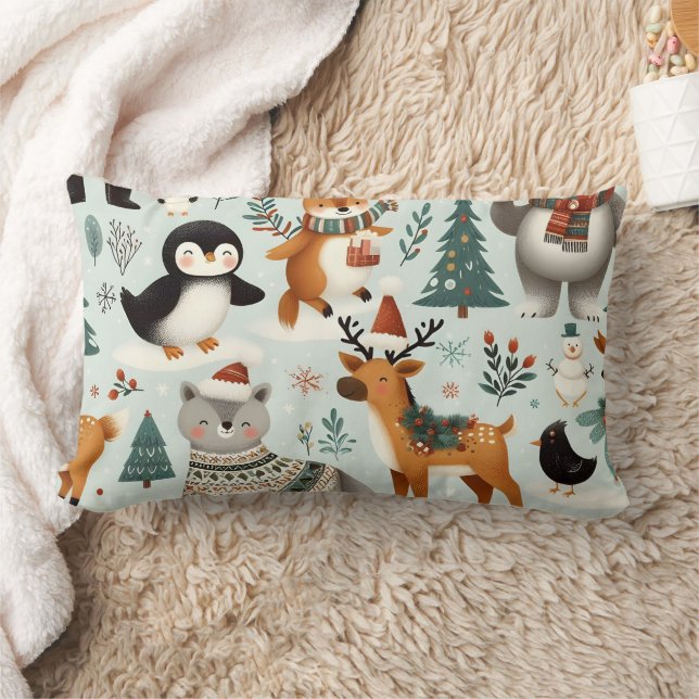 Juldjur Sömlösa Mönster Flower Pillow Lumbarkudde (Filt)