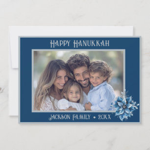 Juldkort med bild på blå julstjärna i plan design julkort