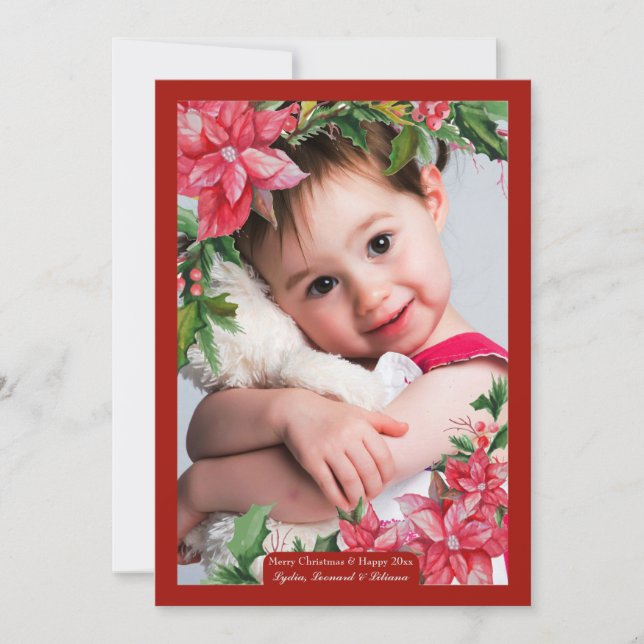 Juldkort med bild på Poinsettia blomma Julkort (Framsida)