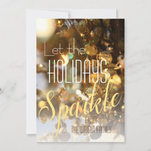 Juldkort med modern klassisk guldglansig fotodesig julkort (Framsida)