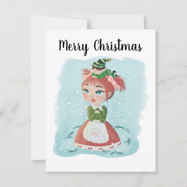 Juldocka-Anpassade kort med meddelande (Framsida)