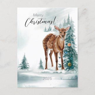 Juldocka i skogen i vattenfärg vykort