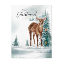 Juldocka i skogen i vattenfärg