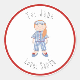 Juldocka Red Hair till Småbarn från tomten Runt Klistermärke