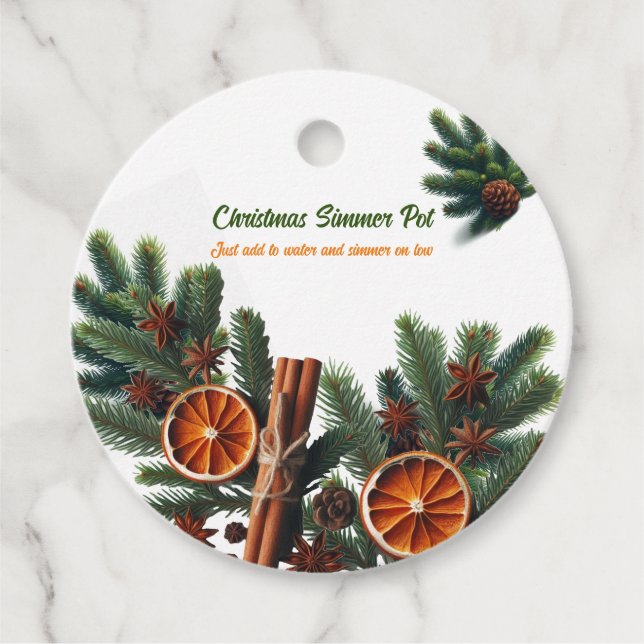 Juldoftande Simmer Pot  Gåvor Etiketter (Framsida)