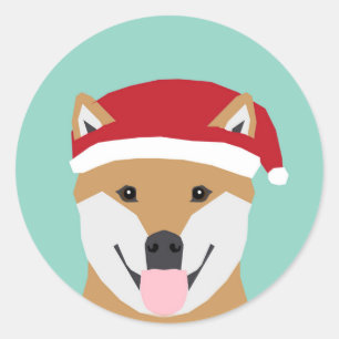 Juldoge Sticker - Shiba Inu-jul Runt Klistermärke