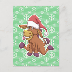Juldonkey Cartoon Vykort