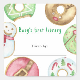 Juldonuts-kakor - Baby's första bibliotek Fyrkantigt Klistermärke