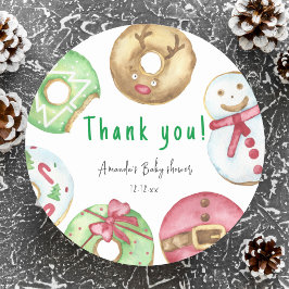 Juldonuts Tack baby shower Runt Klistermärke