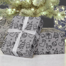 Juldoodle Mönster Grått och Black Gift