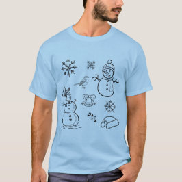 Juldoodle Snögubbe Funny Blue och White T Shirt