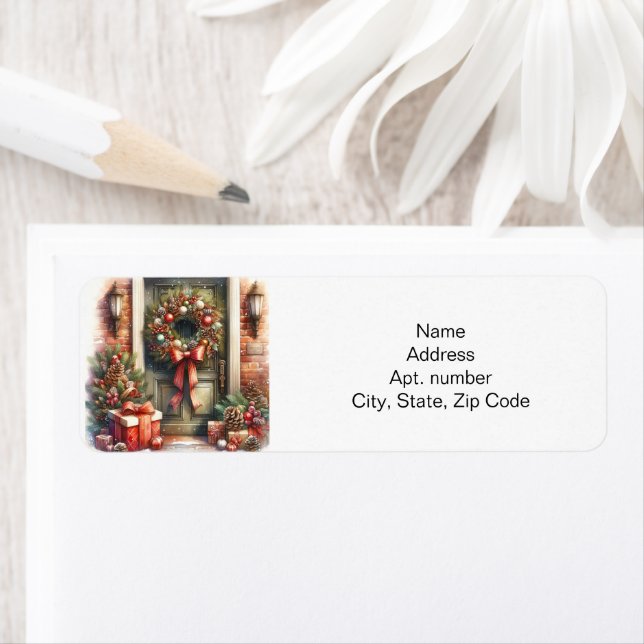 Juldörr, andetag returadress etikett (Insitu)