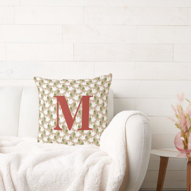 Juldove INITIAL Peace Kärlek Joy Helgdag Kudde (Soffa)