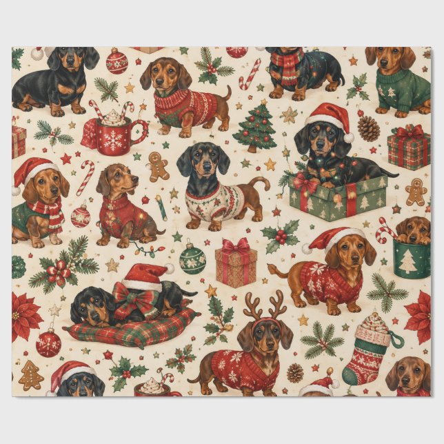 Juldox – Söt Wiener Dogg Jul  Presentpapper (Platt)