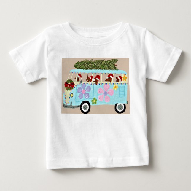 Juldoxar i hippiebil t shirt (Framsida)