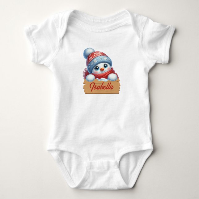 Juldräkt Snögubbe Baby Bodykostym T Shirt (Framsida)