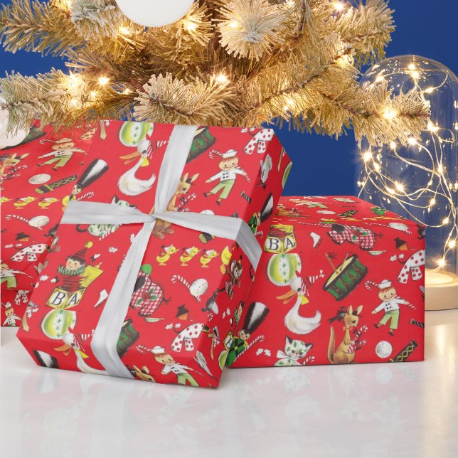 Juldröm: gammal leksakstrommel soldat och Jack in  Presentpapper (Helgdagar)