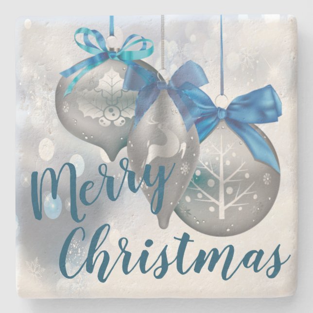 Juldryck Kustornamik Winter Snowflak Stenunderlägg (Framsidan)