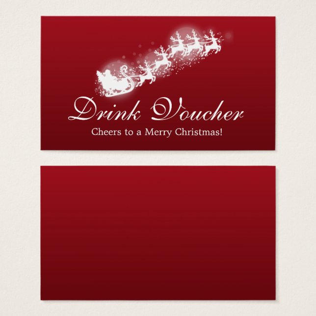 Juldryck Voucher Santa Red Visitkort (Framsida & baksida)