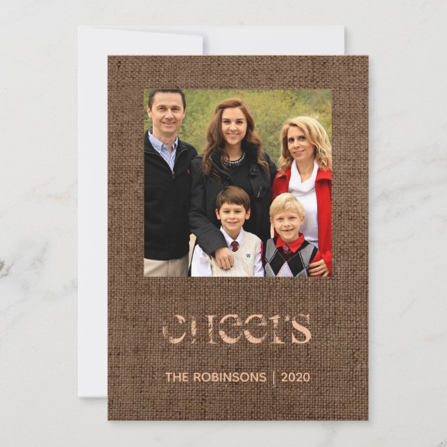 Julduk Bomullstyg Hjortmönster Familjefoto Julkort (Framsida)