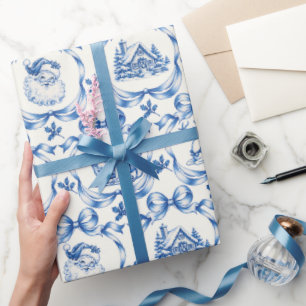 Julduk med Santa renar i blått Presentpapper