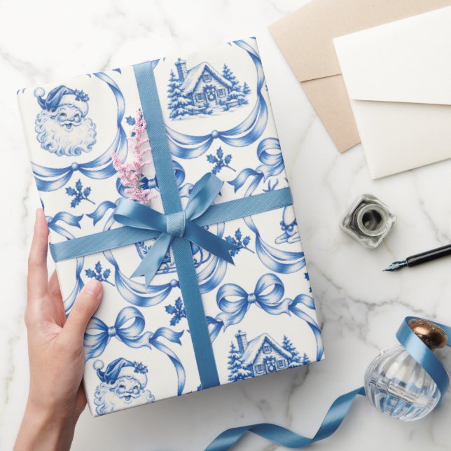 Julduk med Santa renar i blått Presentpapper (Gifting)