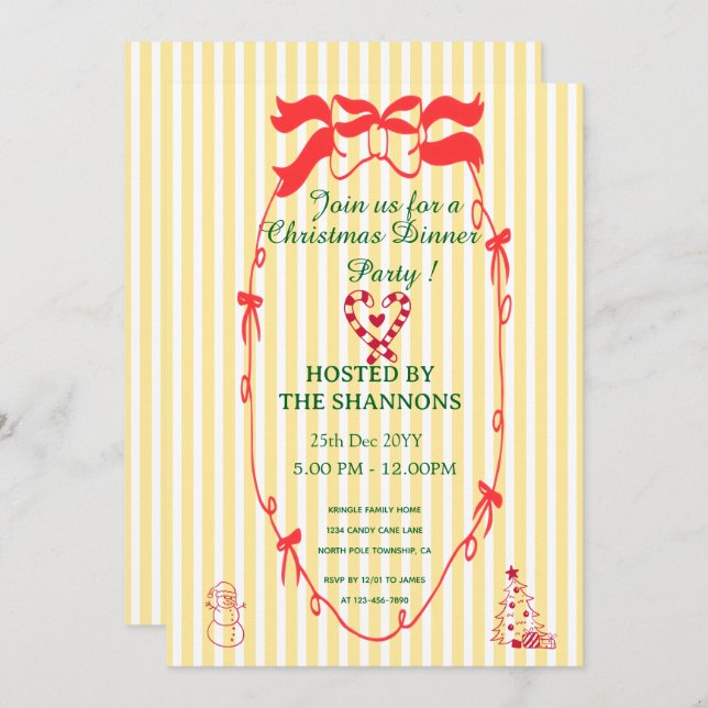 Julduschen Party i Elegant Inbjudningar (Fram/baksida)