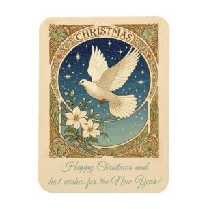 Julduva Med Vintage-inspirerad Dekorativ Panel Magnet