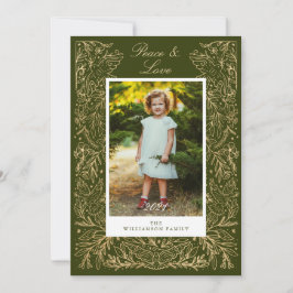 Julduvor för fred och Blommigt Ram Kärlek Julkort