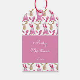 Juldvärg och julklapp med handskar presentetikett