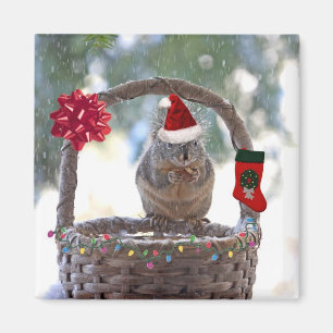 Julekorre i snöig basket magnet
