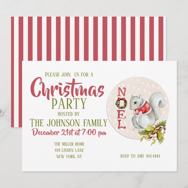 Julekorre Illustration Inbjudningar (Fram/baksida)