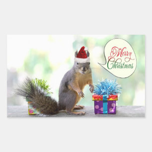 Julekorre med Julklapp Rektangulärt Klistermärke