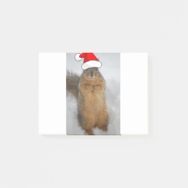 Julekorre med Santa Squirrel Post-it Block (Framsida)