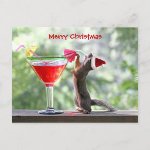 Julekorre som dricker en coctail helg vykort