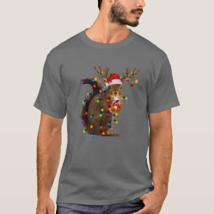 Julekorren Ljus Träd Funny Animal Lover T Shirt